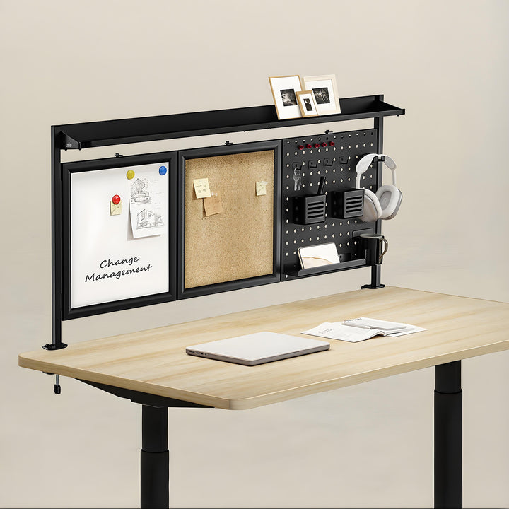 Séparateur de bureau / organisateur Ergo Office, charge max. 10kg, blanc et tableau en liège, largeur 1250mm, noir,ER-300 B