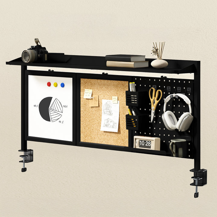 Séparateur de bureau / organisateur Ergo Office, charge max. 10kg, blanc et tableau en liège, largeur 1250mm, noir,ER-300 B