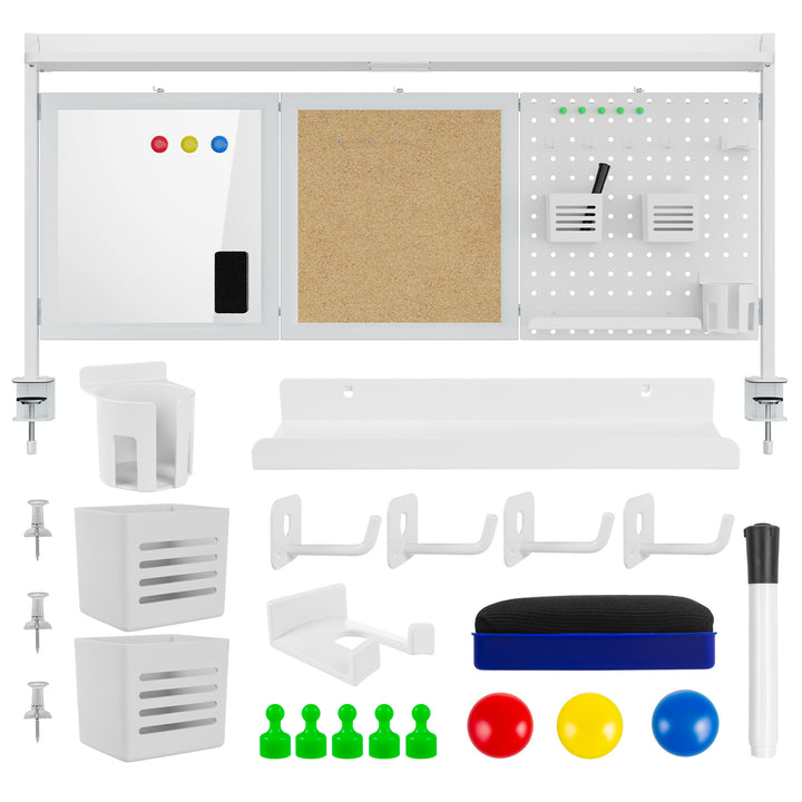 Séparateur de bureau / organisateur Ergo Office, charge max. 10kg, blanc et tableau en liège, largeur 1250mm, blanc, ER-300 W