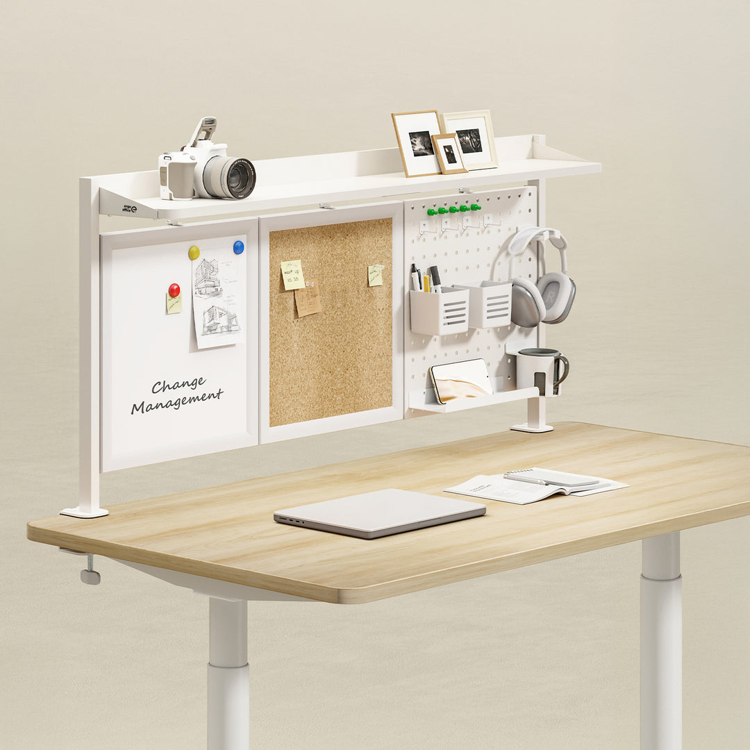 Séparateur de bureau / organisateur Ergo Office, charge max. 10kg, blanc et tableau en liège, largeur 1250mm, blanc, ER-300 W
