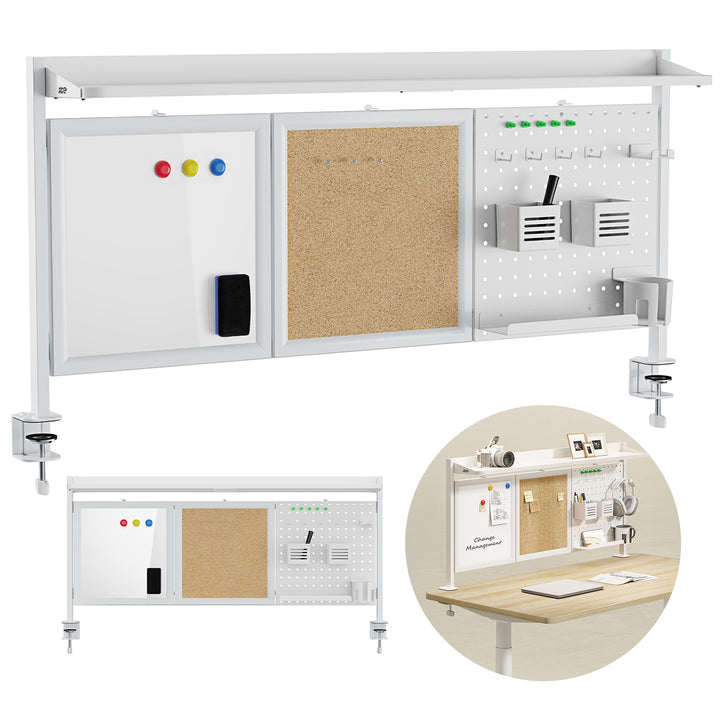 Séparateur de bureau / organisateur Ergo Office, charge max. 10kg, blanc et tableau en liège, largeur 1250mm, blanc, ER-300 W