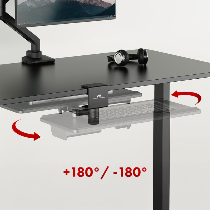 Porte-clavier Maclean undesk, charge max. 5kg, réglable horizontalement et verticalement, noir, MC-108 B
