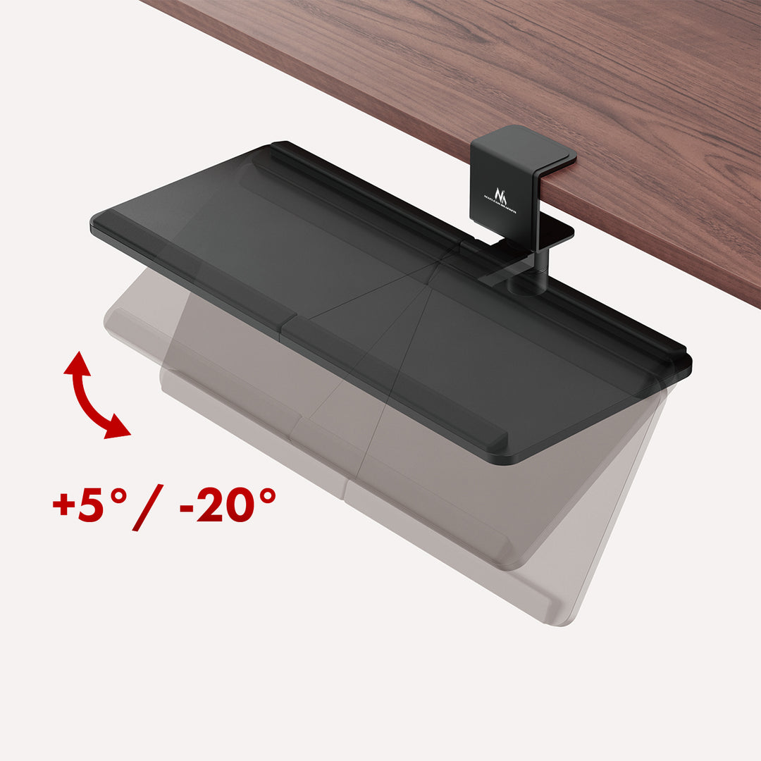 Porte-clavier Maclean undesk, charge max. 5kg, réglable horizontalement et verticalement, noir, MC-108 B