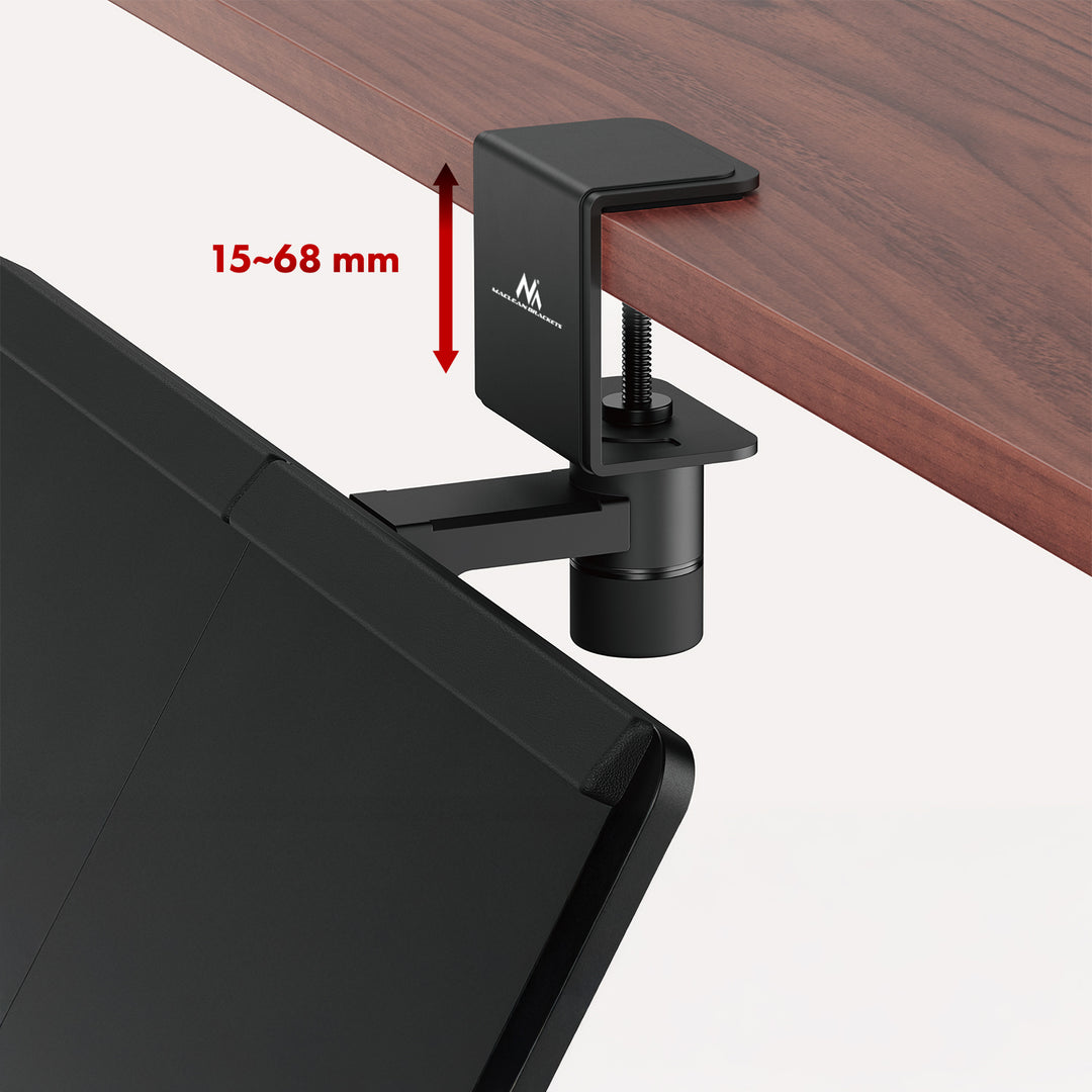 Porte-clavier Maclean undesk, charge max. 5kg, réglable horizontalement et verticalement, noir, MC-108 B