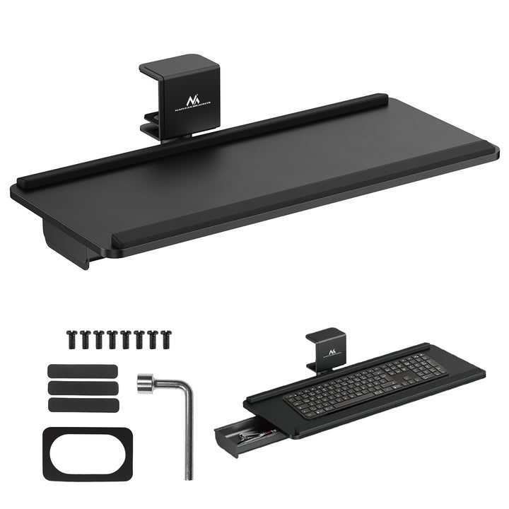 Porte-clavier Maclean undesk, charge max. 5kg, réglable horizontalement et verticalement, noir, MC-108 B