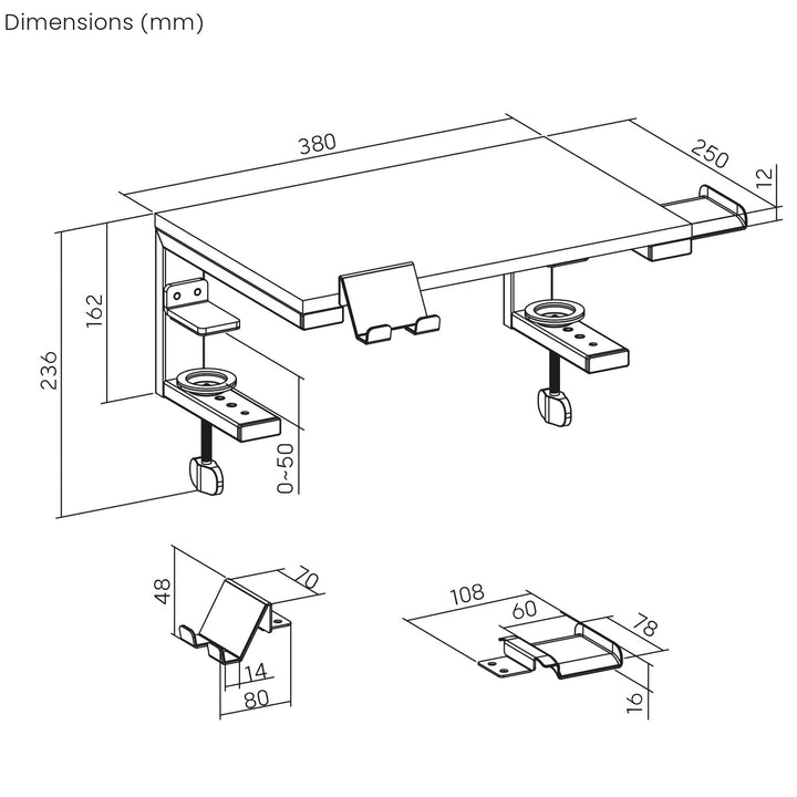 Support pour ordinateur portable / écran Ergo Office, charge max. 20kg, pour diag. 13-32", noir, ER-303 B