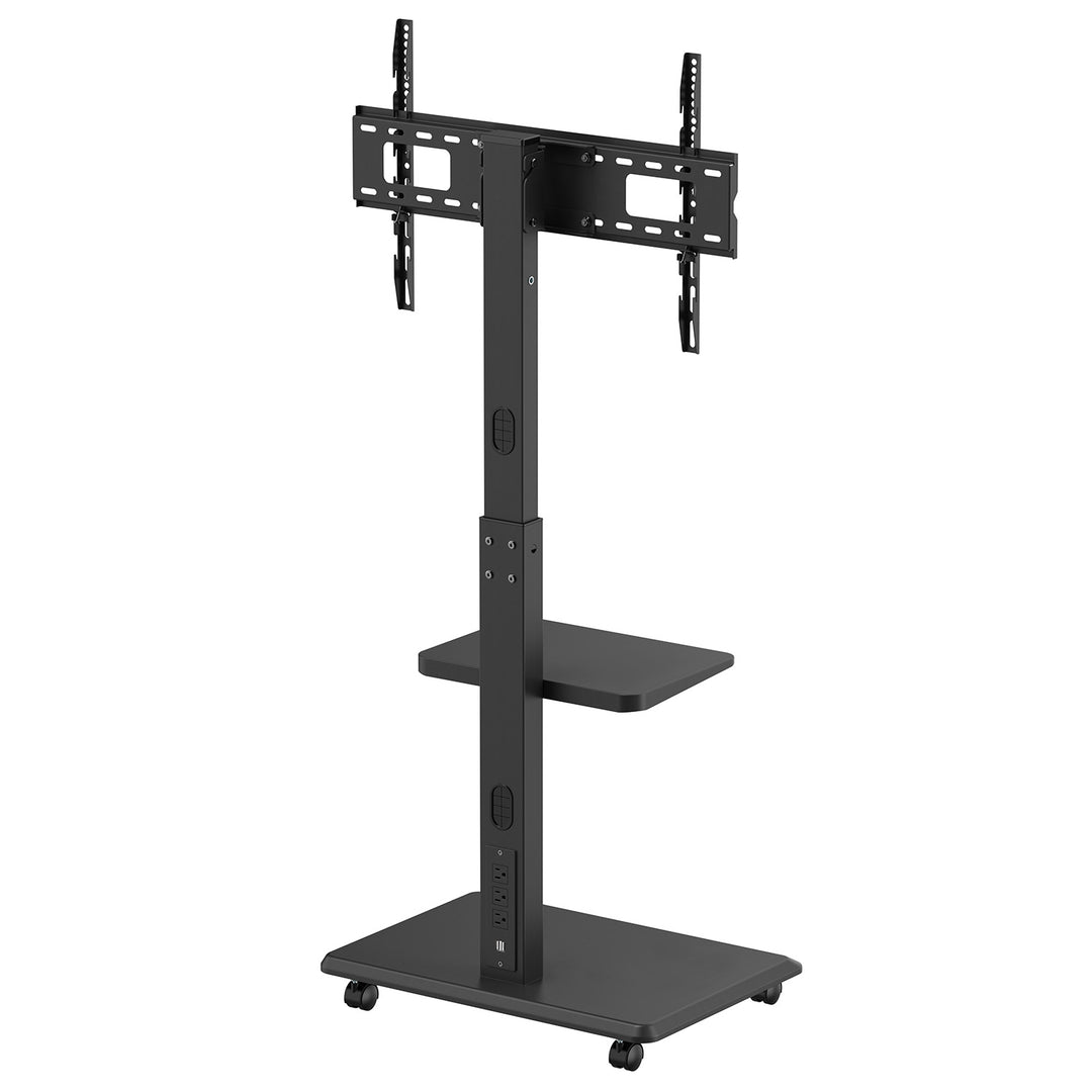 Support TV / chariot Ergo-Office, charge max. 50kg / 5kg étagère, max. VESA 600x400, multiprise intégrée, noir, ER-304 B