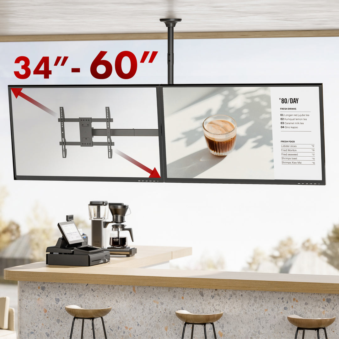 Support plafond Maclean pour deux téléviseurs, charge max. 2x40kg, 34-60", max VESA 600x400, MC-111 B