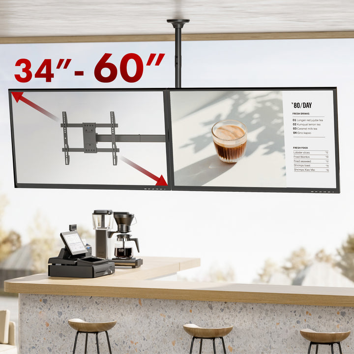 Support plafond Maclean pour deux téléviseurs, charge max. 2x40kg, 34-60", max VESA 600x400, MC-111 B