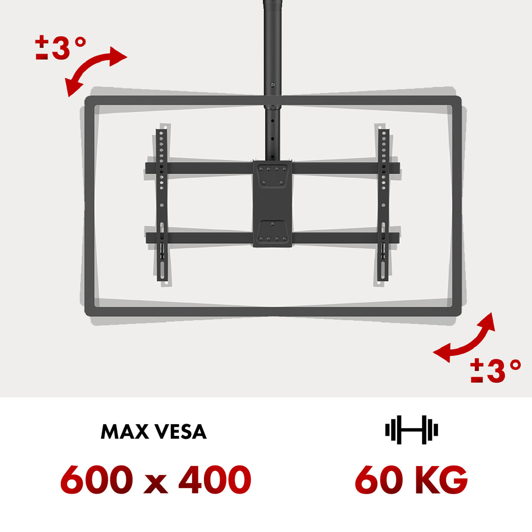 Support de montage au plafond pour Maclean TV, charge max. 60kg, 43-86", max VESA 600x400, MC-112 B