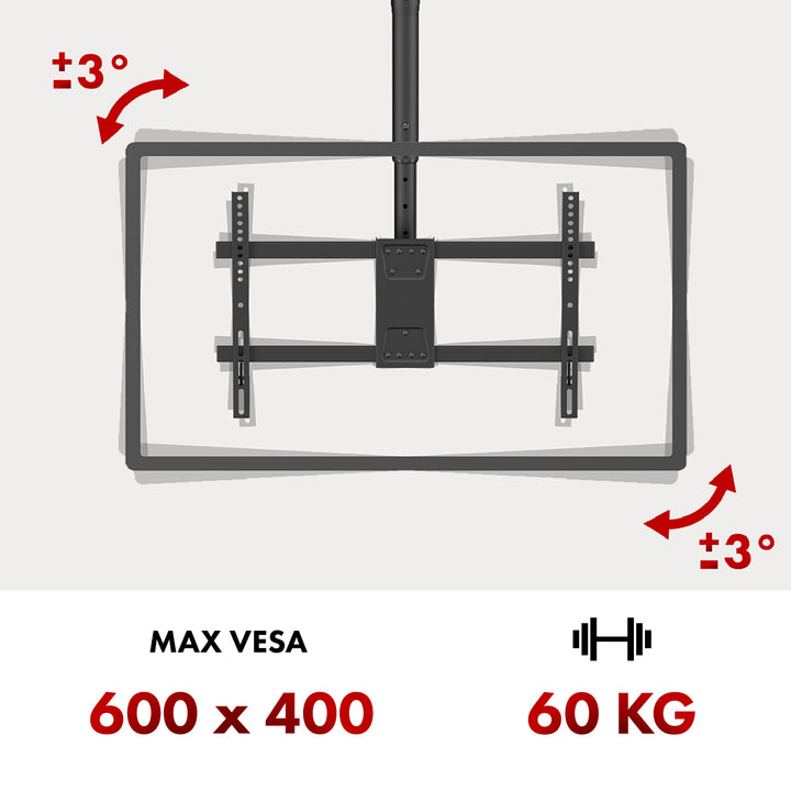 Support de montage au plafond pour Maclean TV, charge max. 60kg, 43-86", max VESA 600x400, MC-112 B