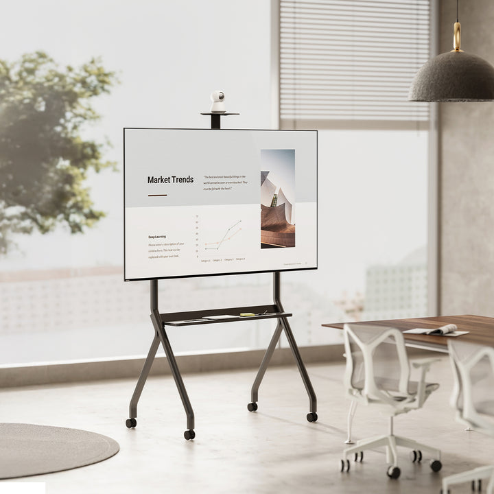 Maclean Support TV / chariot, tablette pour caméra, sur roulettes, 55-100", charge max. 120kg/10kg tablette, max. VESA 900x600, noir, MC-114 B