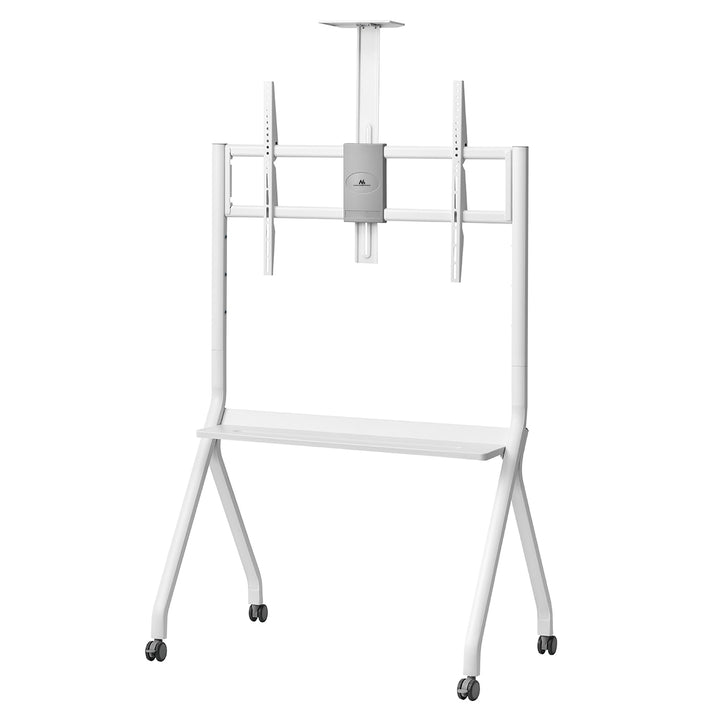 Maclean Support TV / chariot, tablette pour caméra, sur roulettes, 55-100", charge max. 120kg/10kg tablette, max. VESA 900x600, blanc, MC-114 W