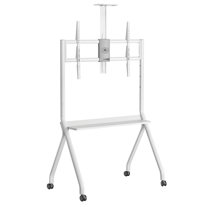 Maclean Support TV / chariot, tablette pour caméra, sur roulettes, 55-100", charge max. 120kg/10kg tablette, max. VESA 900x600, blanc, MC-114 W