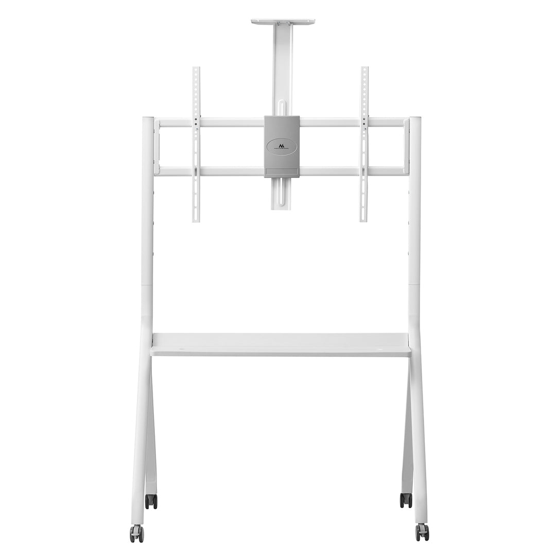 Maclean Support TV / chariot, tablette pour caméra, sur roulettes, 55-100", charge max. 120kg/10kg tablette, max. VESA 900x600, blanc, MC-114 W