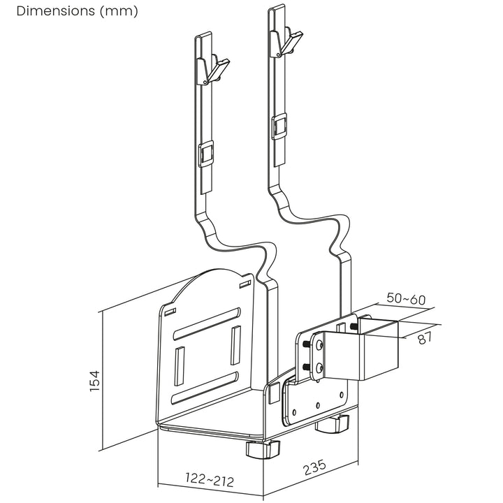 Support Maclean pour UC, portée 122-212mm, charge max. 10kg, noir, MC-116 B