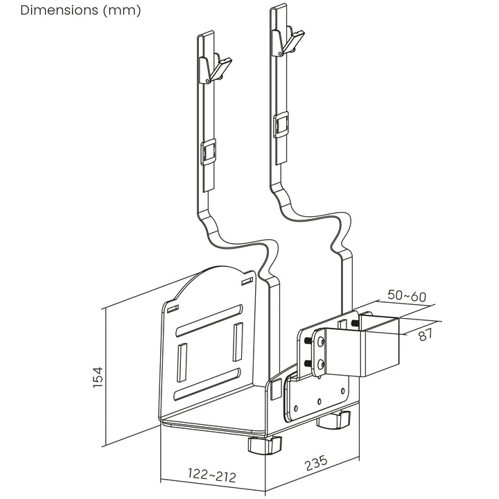 Support Maclean pour UC, portée 122-212mm, charge max. 10kg, blanc, MC-116 W