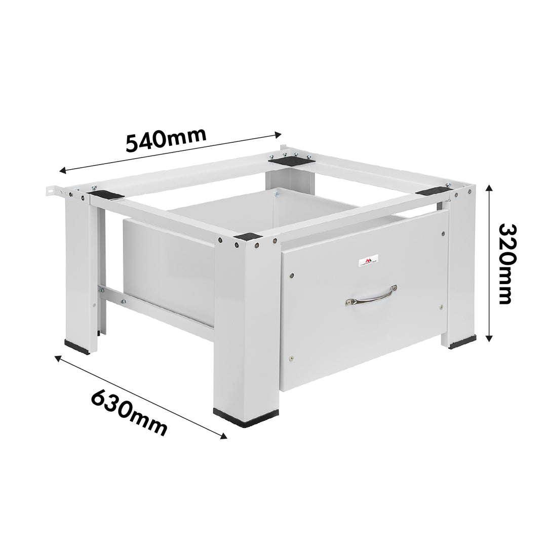 Socle pour lave-linge / sèche-linge avec tiroir Maclean, charge max. 150kg, blanc, MC-117 W