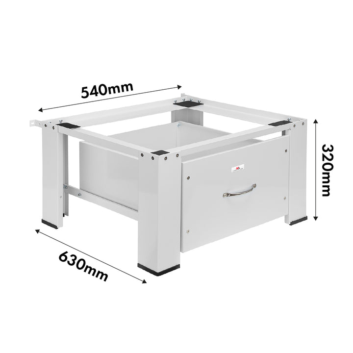 Socle pour lave-linge / sèche-linge avec tiroir Maclean, charge max. 150kg, blanc, MC-117 W