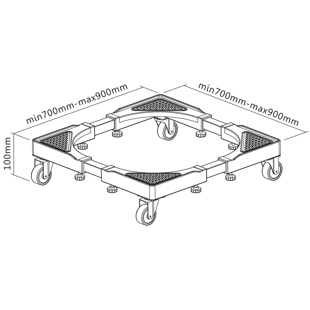 Support mobile pour lave-linge Maclean, blocage des roulettes, 700-900mm de large, universel, jusqu'à 200kg, MC-119 B