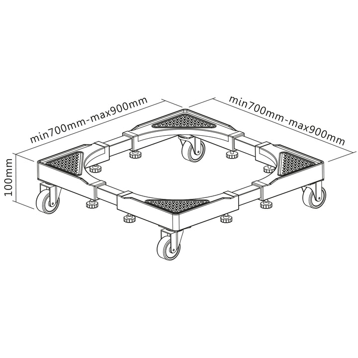 Support mobile pour lave-linge Maclean, blocage des roulettes, 700-900mm de large, universel, jusqu'à 200kg, MC-119 B