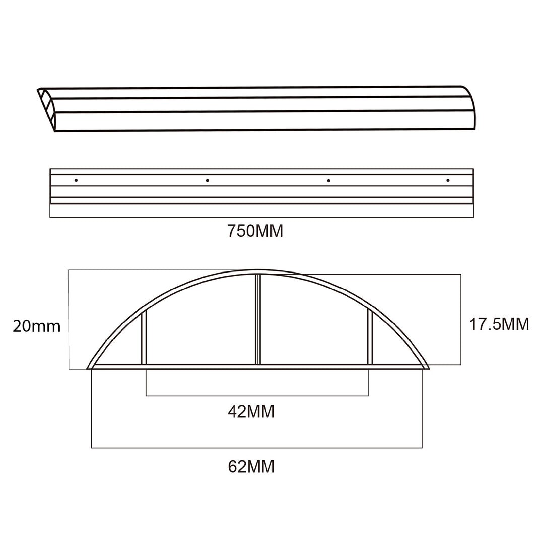 Bande de recouvrement de câble en aluminium Maclean, 62x20x750mm, argent, MC-814 S