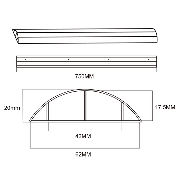 Bande de recouvrement de câble en aluminium Maclean, 62x20x750mm, argent, MC-814 S