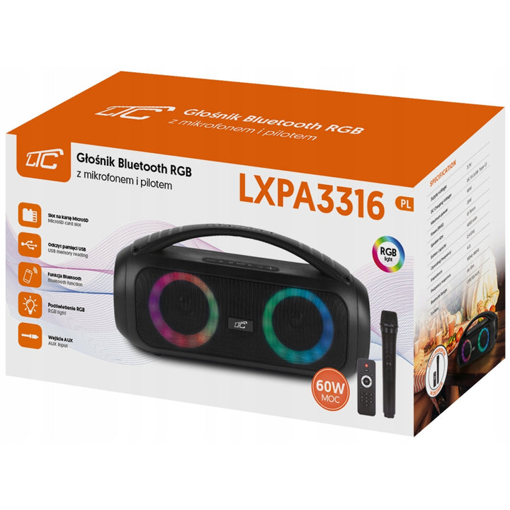 Haut-parleur sans fil LTC, Bluetooth, microphone, télécommande, 60W, LXPA3316