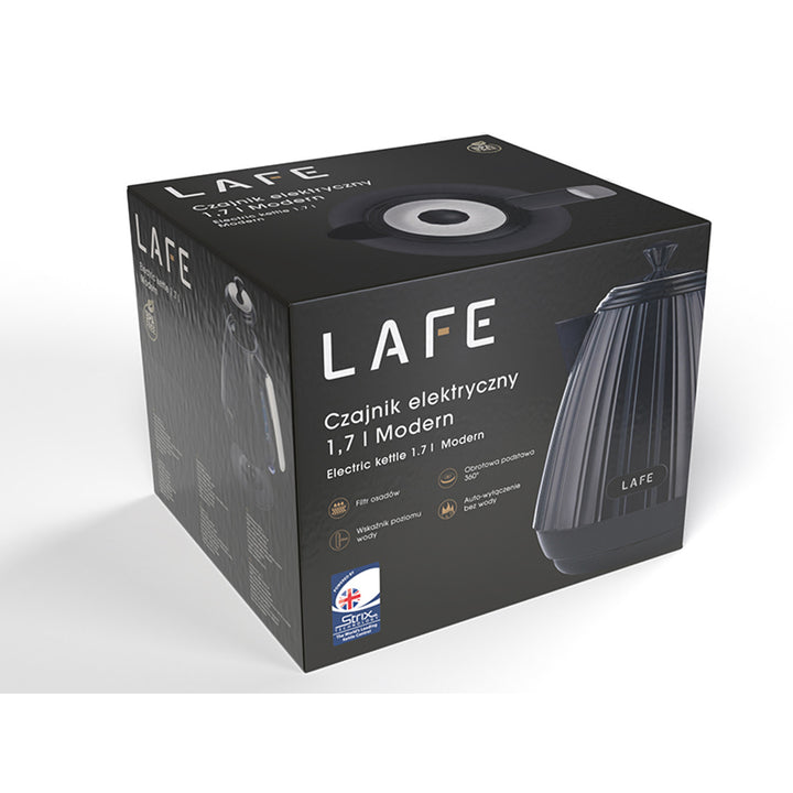 Bouilloire électrique Lafe, design minimaliste, 2200W, 1,7L, noir,