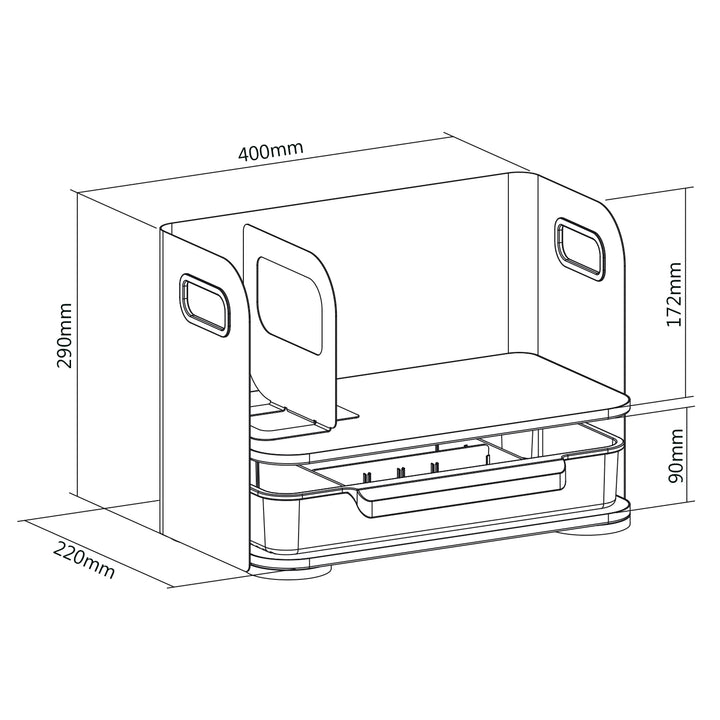 Organisateur de bureau avec tiroir Ergo Office, blanc, max. 10kg, ER-440 + Organisateur de bureau pour ustensiles ER-442