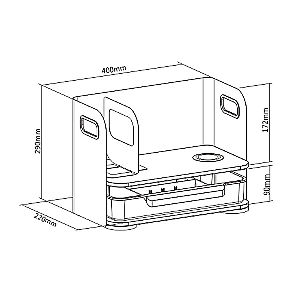 Ergo Office Bureau Organizer met Lade en Draadloze Oplader, Wit, Max. 10kg, ER-441 + Bureau organizer voor kantoorbenodigdheden tot 5kg ER-442