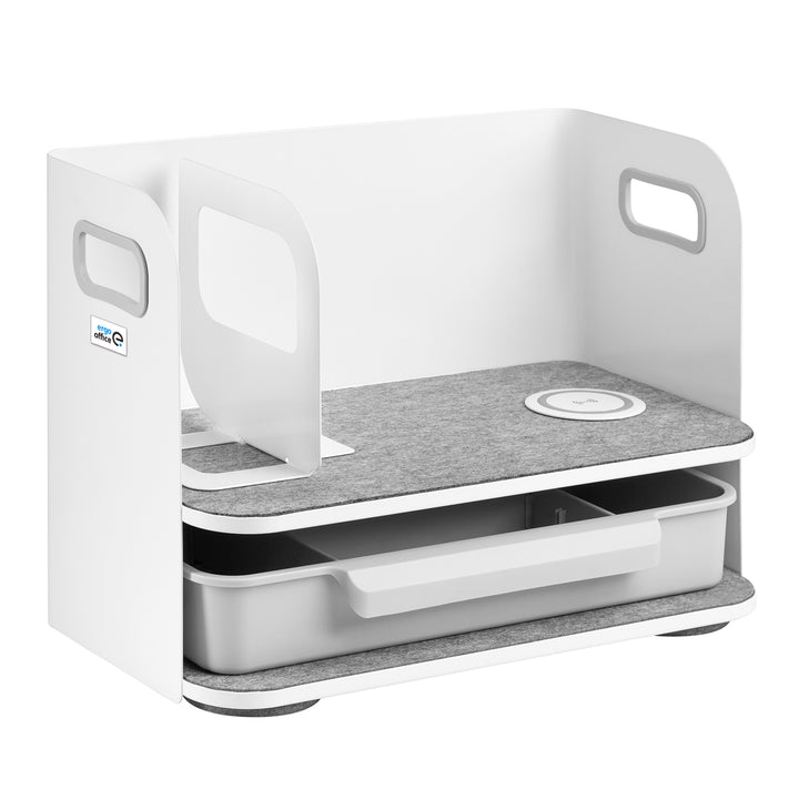 Organisateur de bureau avec tiroir et chargeur sans fil Ergo Office, blanc, max. 10kg, ER-441 + Organisateur de bureau pour ustensiles de bureau jusqu'à 5kg ER-442