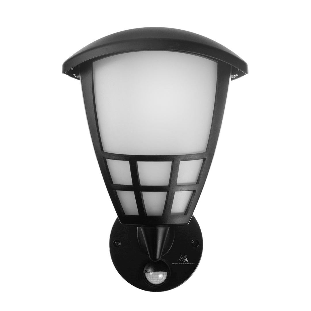 Applique 1xE27 avec détecteur Maclean, détecteur infrarouge, charge max. 60W, IP65, noir, MCE518 B + ampoule LED à filament E27, 4W 230V Maclean Energy MCE283 WW blanc chaud 3000K 470lm rétro edison décorative G45