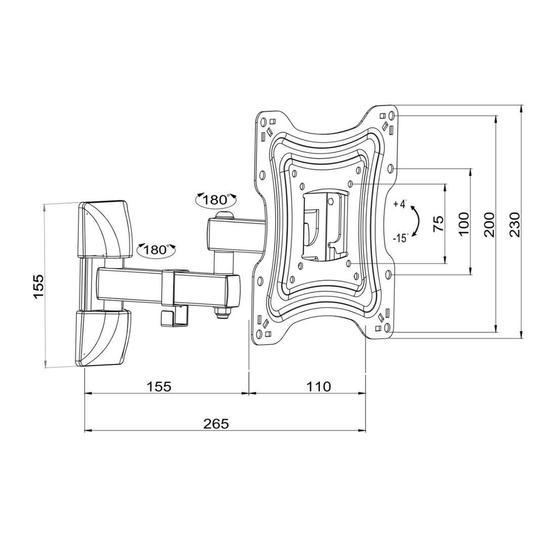 ART TV-standaard, 10-42'', 15 kg, zwart, VESA 200x200, AR-83