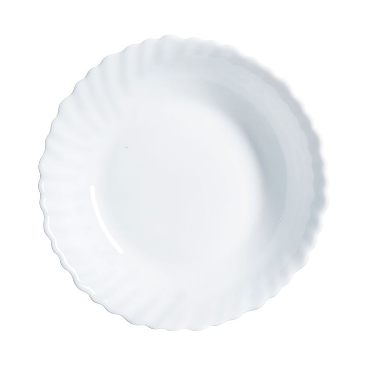 Assiette creuse, Luminarc, 21 cm, verre trempé, blanc, Feston