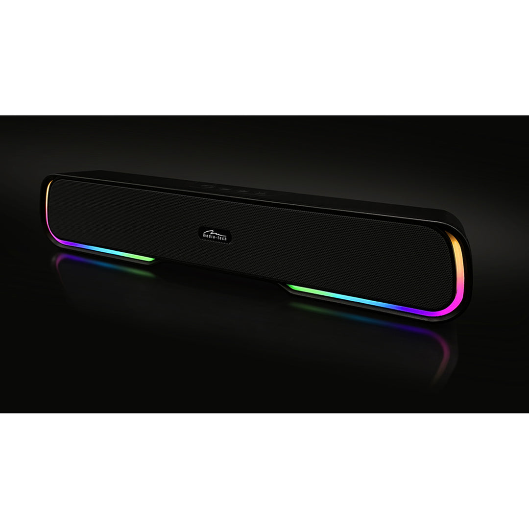 Barre de son Bluetooth portable, rétro-éclairage RGB multicolore, RMS 10W, PMPO 450W, radio FM, MP3. AUX, batterie rechargeable intégrée, Media-Tech PHANTOM BT