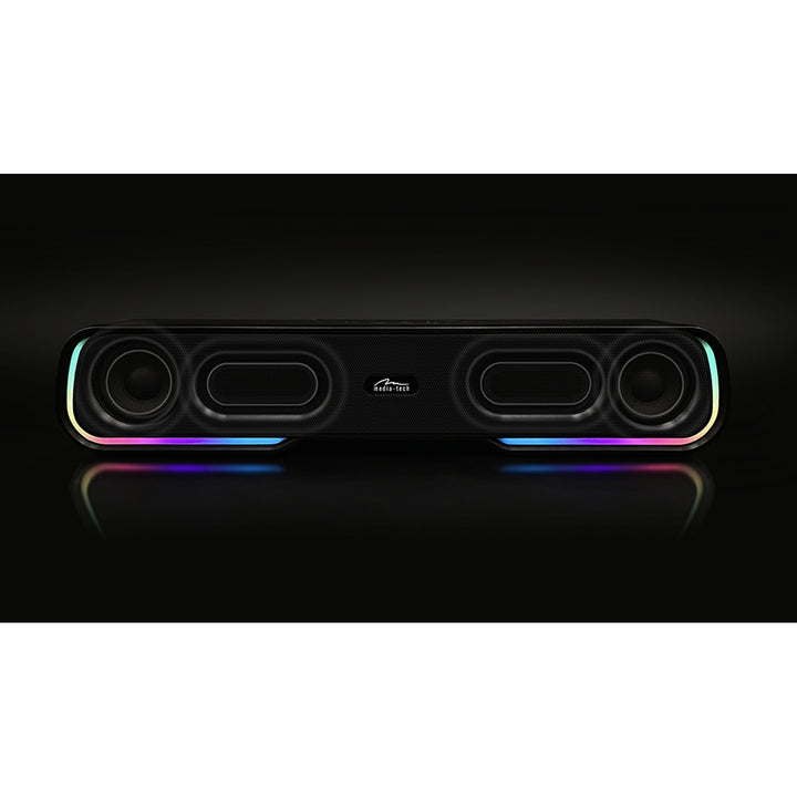 Barre de son Bluetooth portable, rétro-éclairage RGB multicolore, RMS 10W, PMPO 450W, radio FM, MP3. AUX, batterie rechargeable intégrée, Media-Tech PHANTOM BT