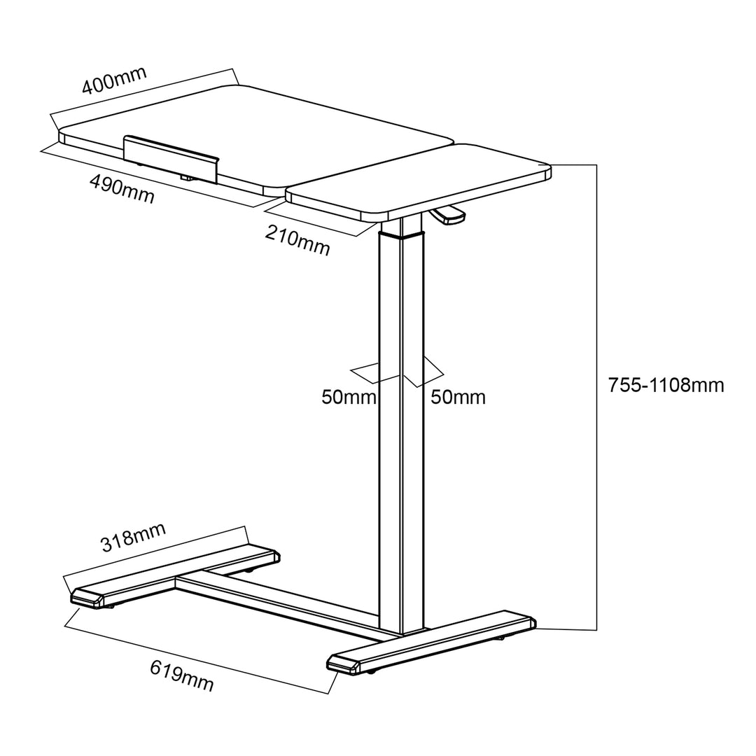 Support mobile Maclean pour bureau/ordinateur portable, blanc, hauteur réglable 76-109cm, max. 30kg , MC-120 W