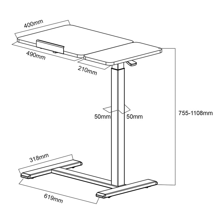 Support mobile Maclean pour bureau/ordinateur portable, blanc, hauteur réglable 76-109cm, max. 30kg , MC-120 W