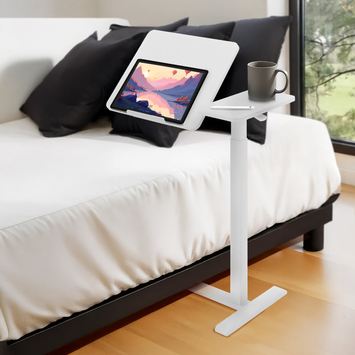 Support mobile Maclean pour bureau/ordinateur portable, blanc, hauteur réglable 76-109cm, max. 30kg , MC-120 W