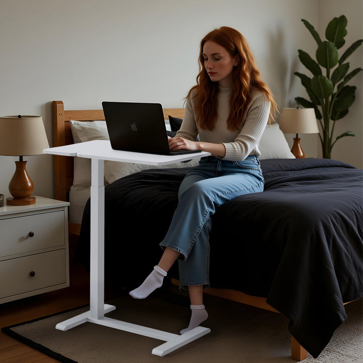 Support mobile Maclean pour bureau/ordinateur portable, blanc, hauteur réglable 76-109cm, max. 30kg , MC-120 W