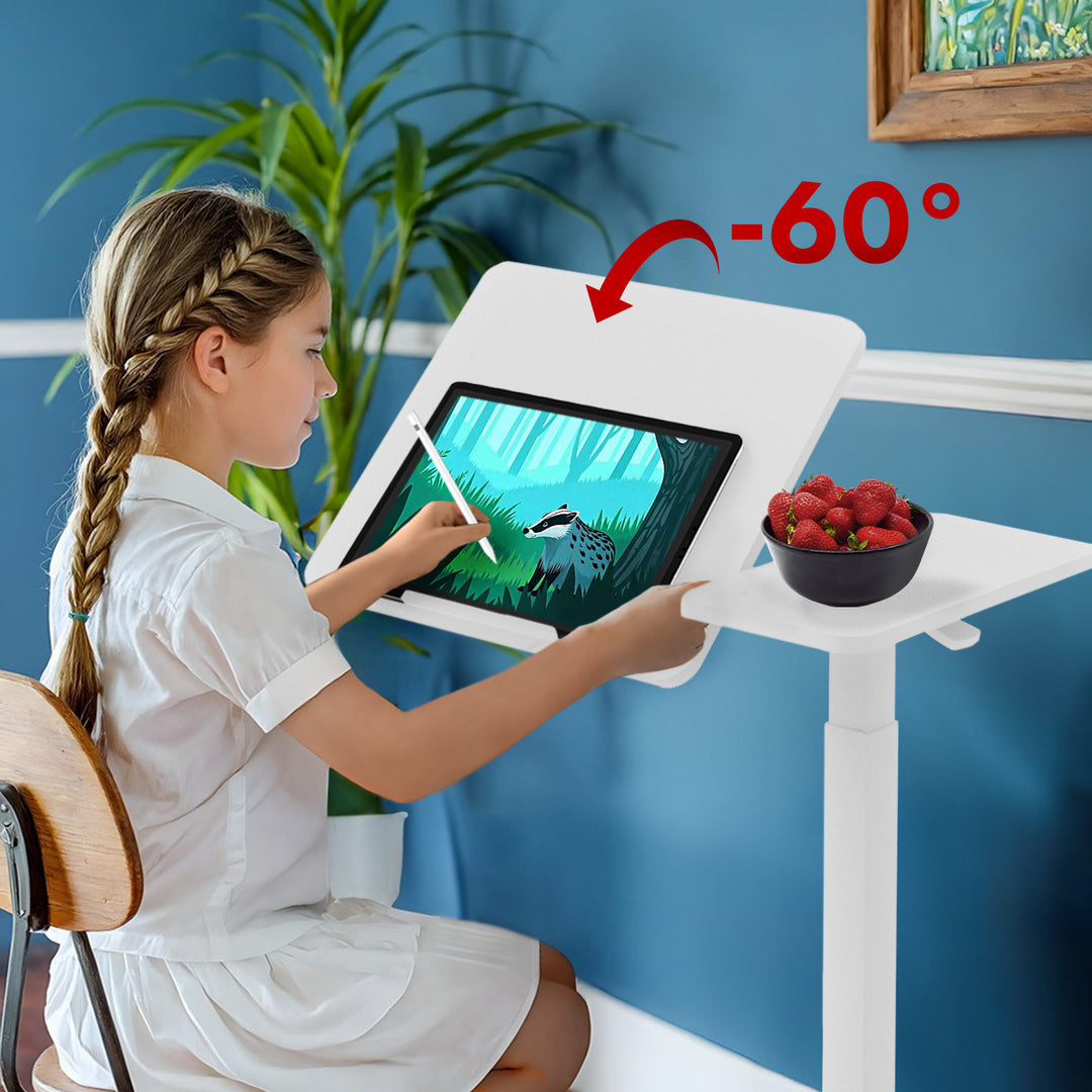 Support mobile Maclean pour bureau/ordinateur portable, blanc, hauteur réglable 76-109cm, max. 30kg , MC-120 W