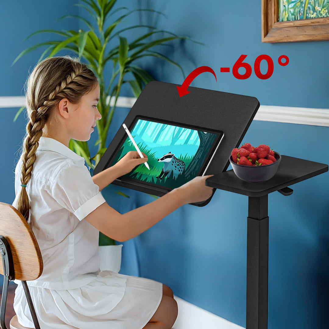 Support mobile Maclean pour bureau/ordinateur portable, noir, hauteur réglable 76-109cm, max. 30kg , MC-120 B