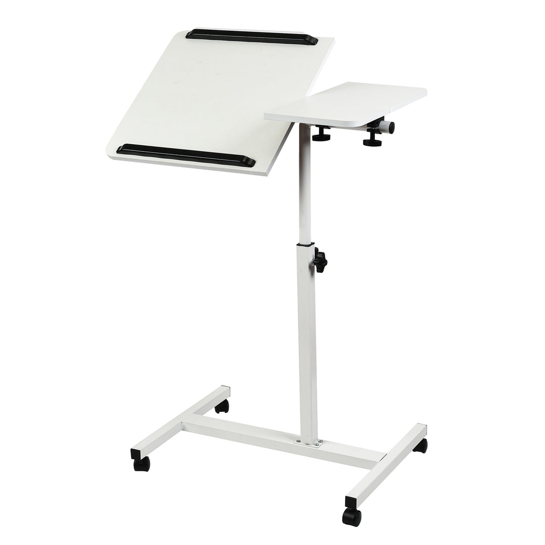 Support mobile pour bureau et ordinateur portable Maclean, blanc, réglable en hauteur 59-89cm, max. 30kg , MC-121 W