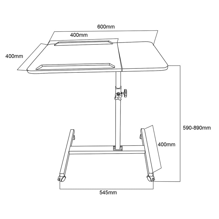 Support mobile pour bureau et ordinateur portable Maclean, blanc, réglable en hauteur 59-89cm, max. 30kg , MC-121 W