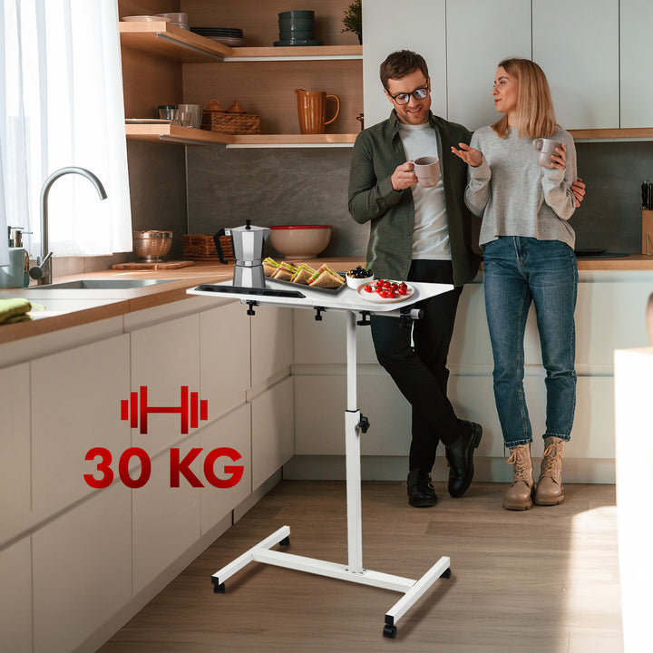 Support mobile pour bureau et ordinateur portable Maclean, blanc, réglable en hauteur 59-89cm, max. 30kg , MC-121 W