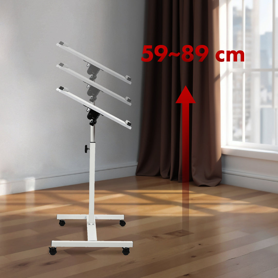 Support mobile pour bureau et ordinateur portable Maclean, blanc, réglable en hauteur 59-89cm, max. 30kg , MC-121 W