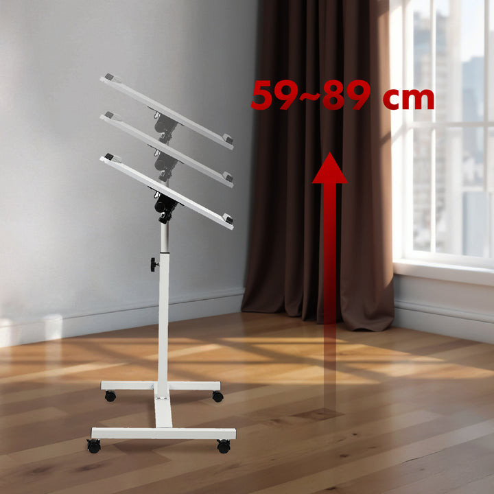 Support mobile pour bureau et ordinateur portable Maclean, blanc, réglable en hauteur 59-89cm, max. 30kg , MC-121 W
