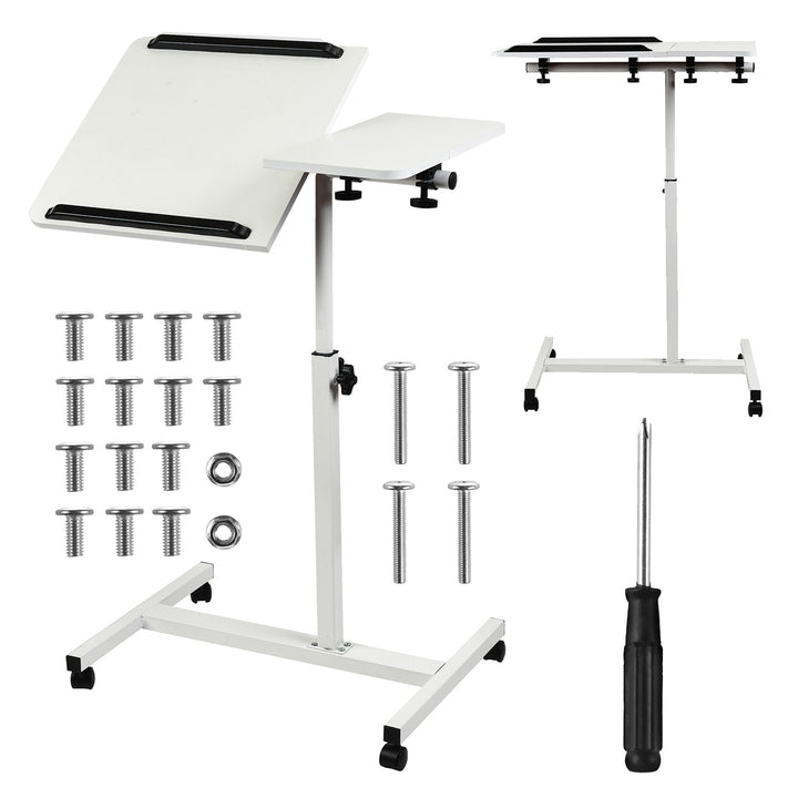 Support mobile pour bureau et ordinateur portable Maclean, blanc, réglable en hauteur 59-89cm, max. 30kg , MC-121 W