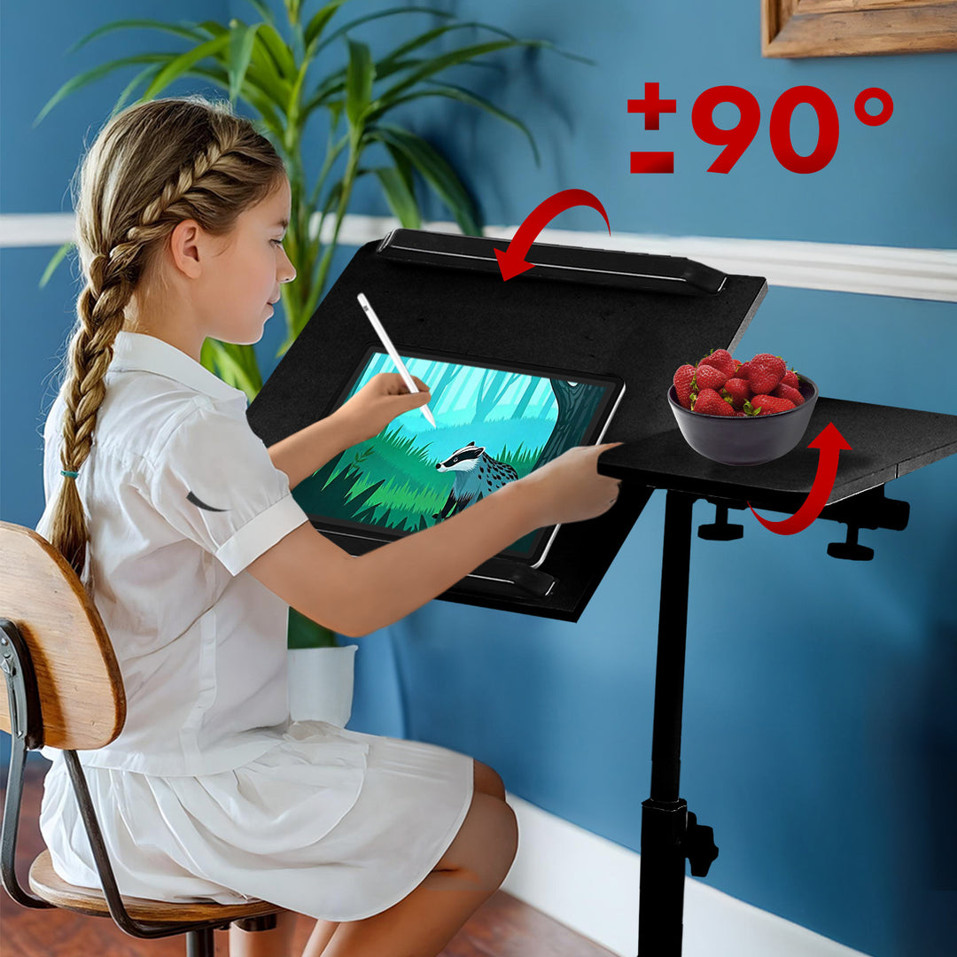 Support mobile pour bureau/ordinateur portable Maclean, noir, réglable en hauteur 59-89cm, max. 30kg , MC-121 B